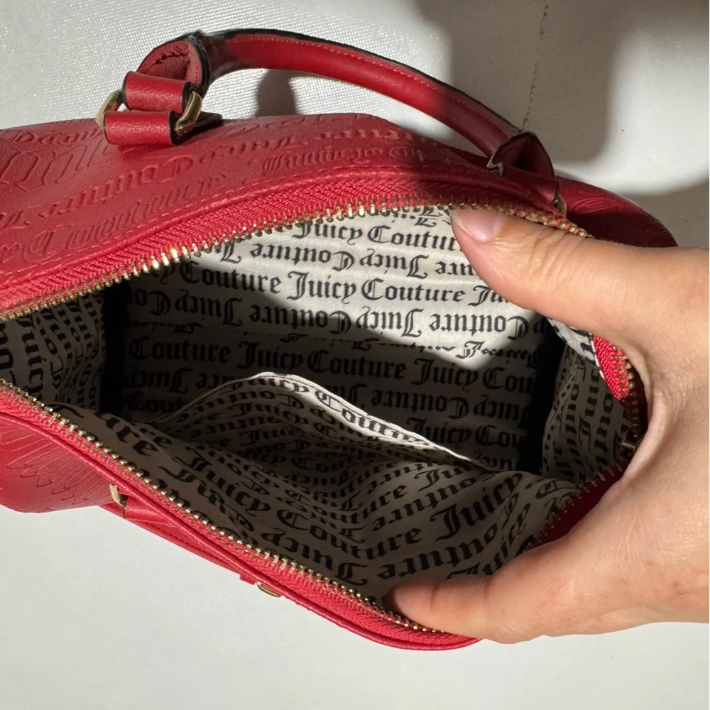 Juicy Couture Red Embossed Top‎ Handle Satchel Shoulder Bag Purse